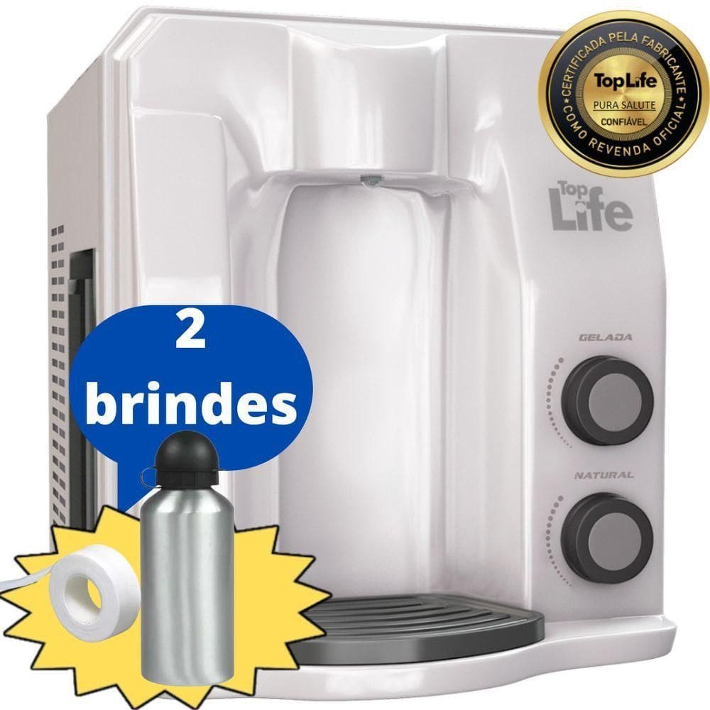 Purificador Super água Alcalina Ionizada Gelada Ph 9,5 Redox-pral Negativo Flex He- Top Life` Branco 110V