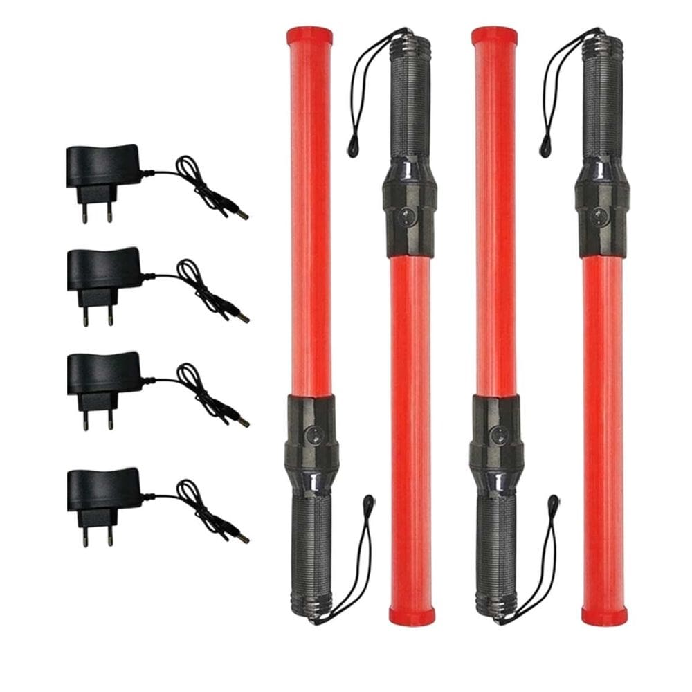 Bastao Sinalizador Kit 4 Viario Recarregavel Rodovia Transito Rua Frentista Manobrista Obra Segurança