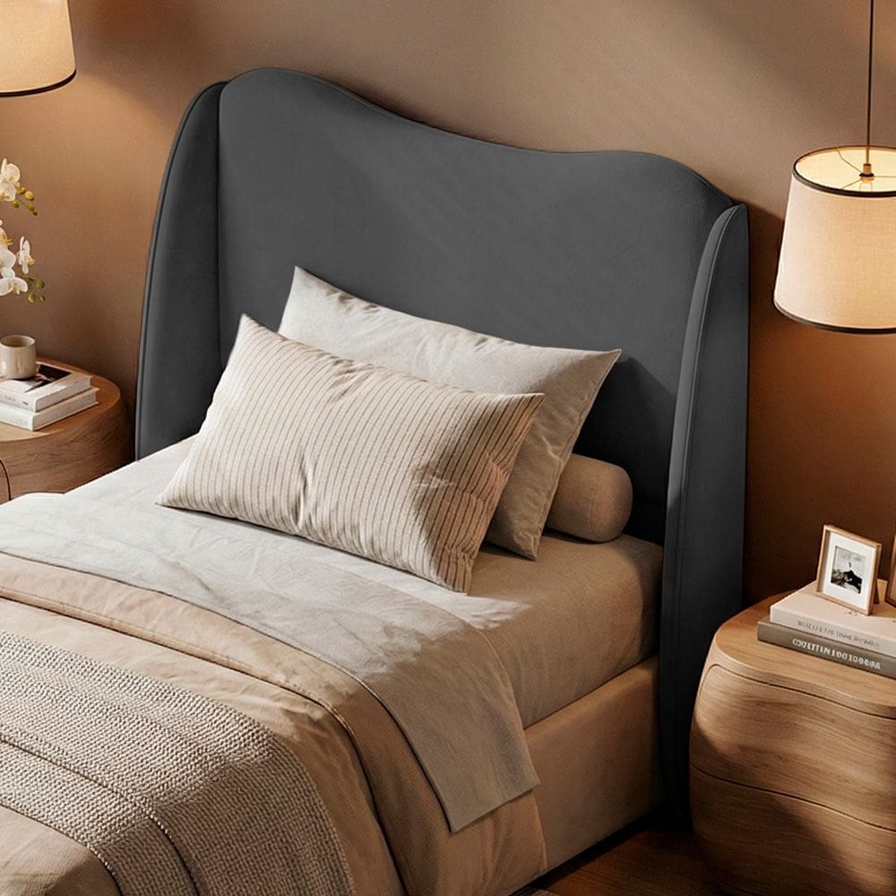 Cabeceira Orgânica Para Cama Box Viúva Luma 120cm Bouclê Cinza Escuro - Desk Design