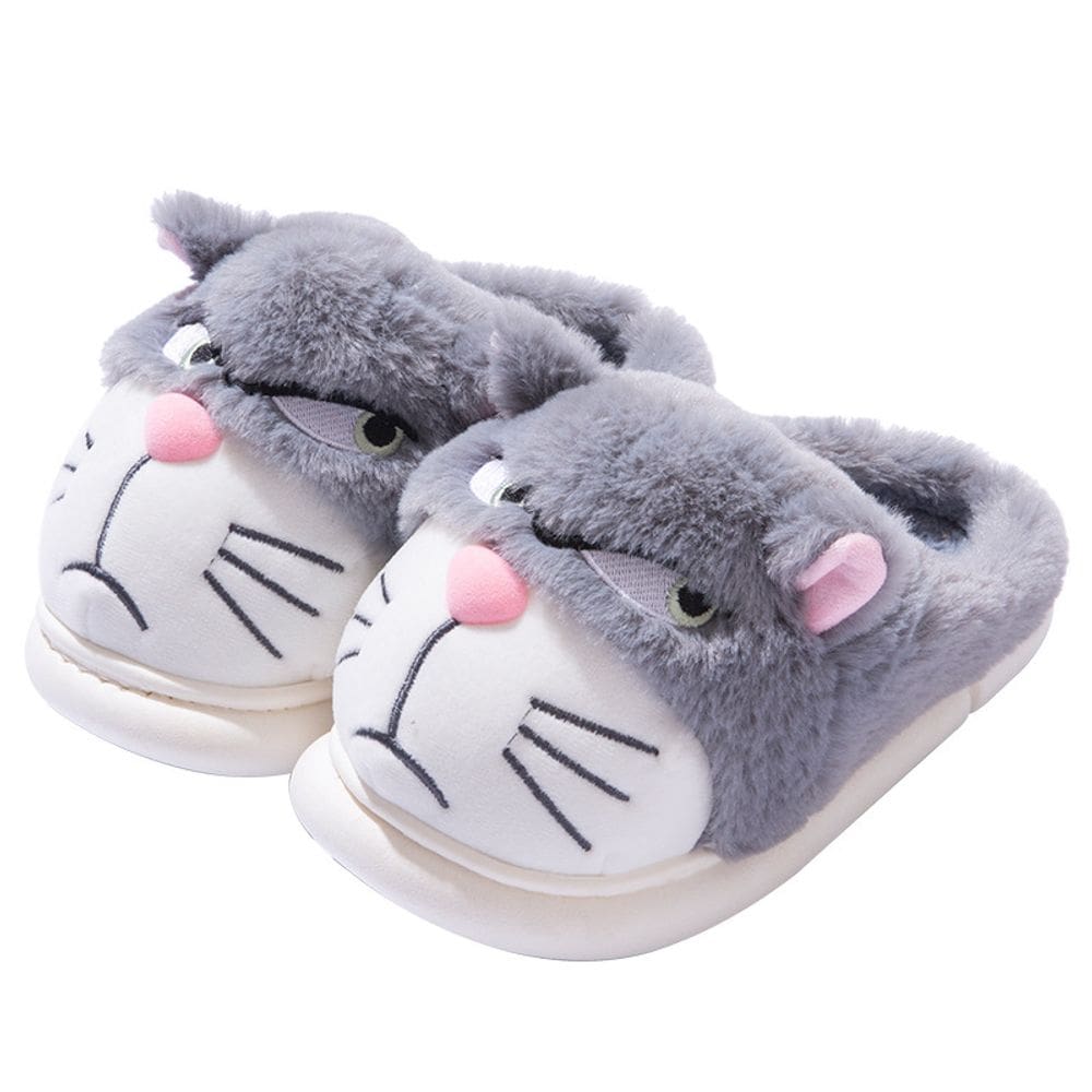 Chinelos fofos de pelúcia Lucifas Cat para mulheres, algodão e aconchegantes