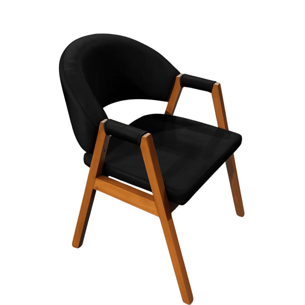 Cadeira Milano Estofada em Veludo com Base de Madeira Preto Liberty Móveis