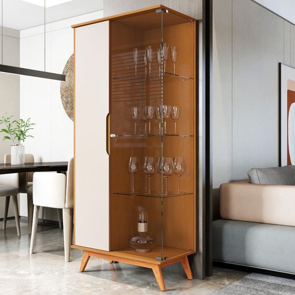 Cristaleira com Vidro 2 Portas e Pes Em MDF Tucuma JB Moveis