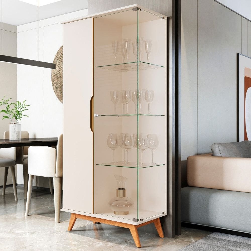 Cristaleira com Vidro 2 Portas e Pes Em MDF Tucuma JB Moveis