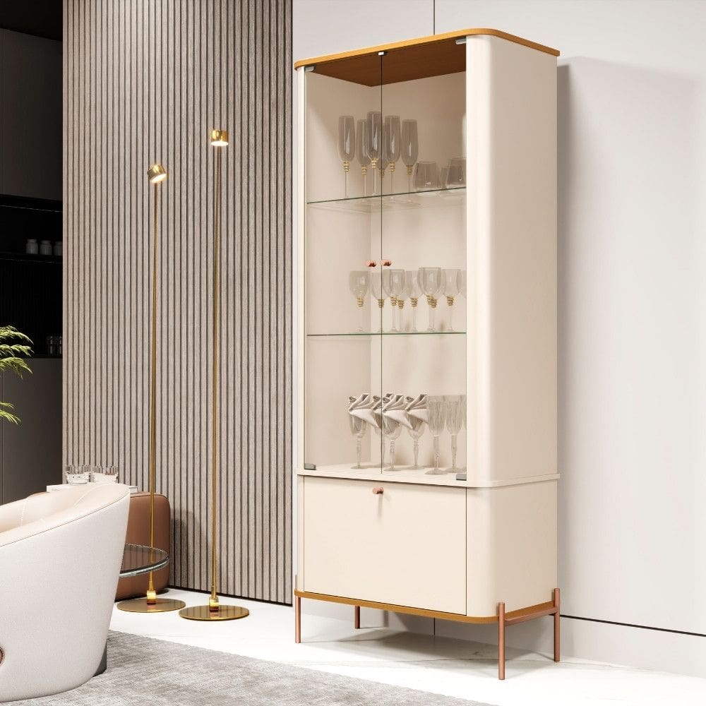 Cristaleira com Vidro 3 Portas e Pes Em MDF Tucupi JB Moveis