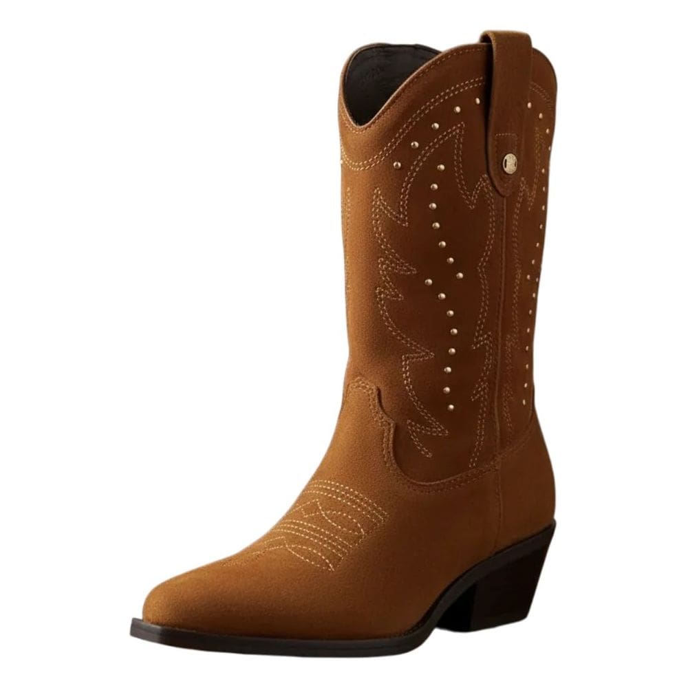 Bota Feminino Country Camurca Salto Baixo Couro Bottero