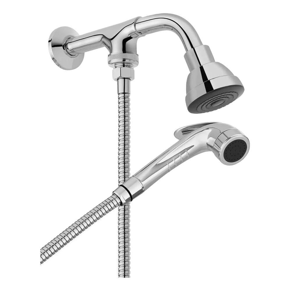 Ducha Redonda Cromada De Parede Com Chuveirinho - Docol Prateado