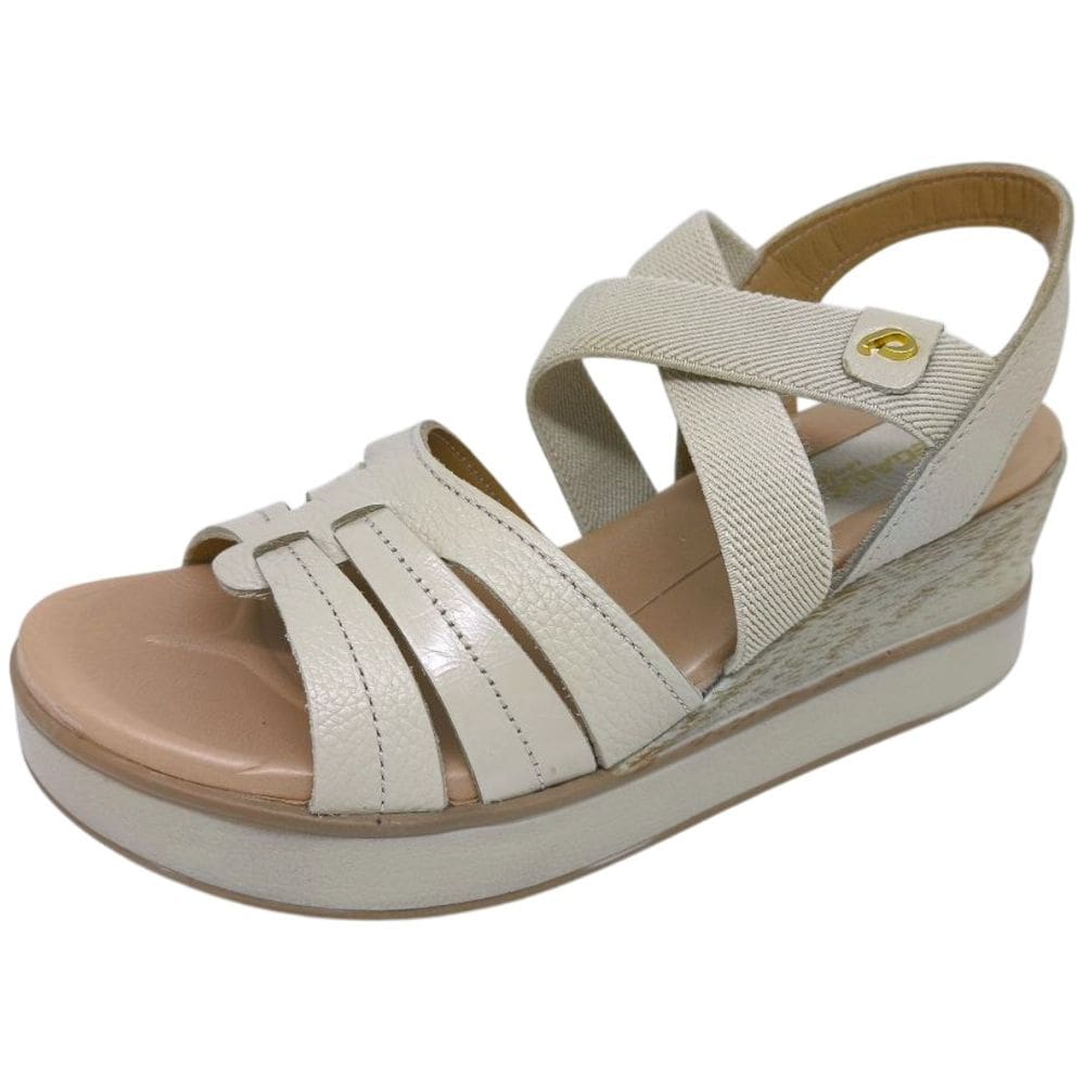 Sandalia Feminina Fácil Calce Anabela Tiras Elásticas Pegada