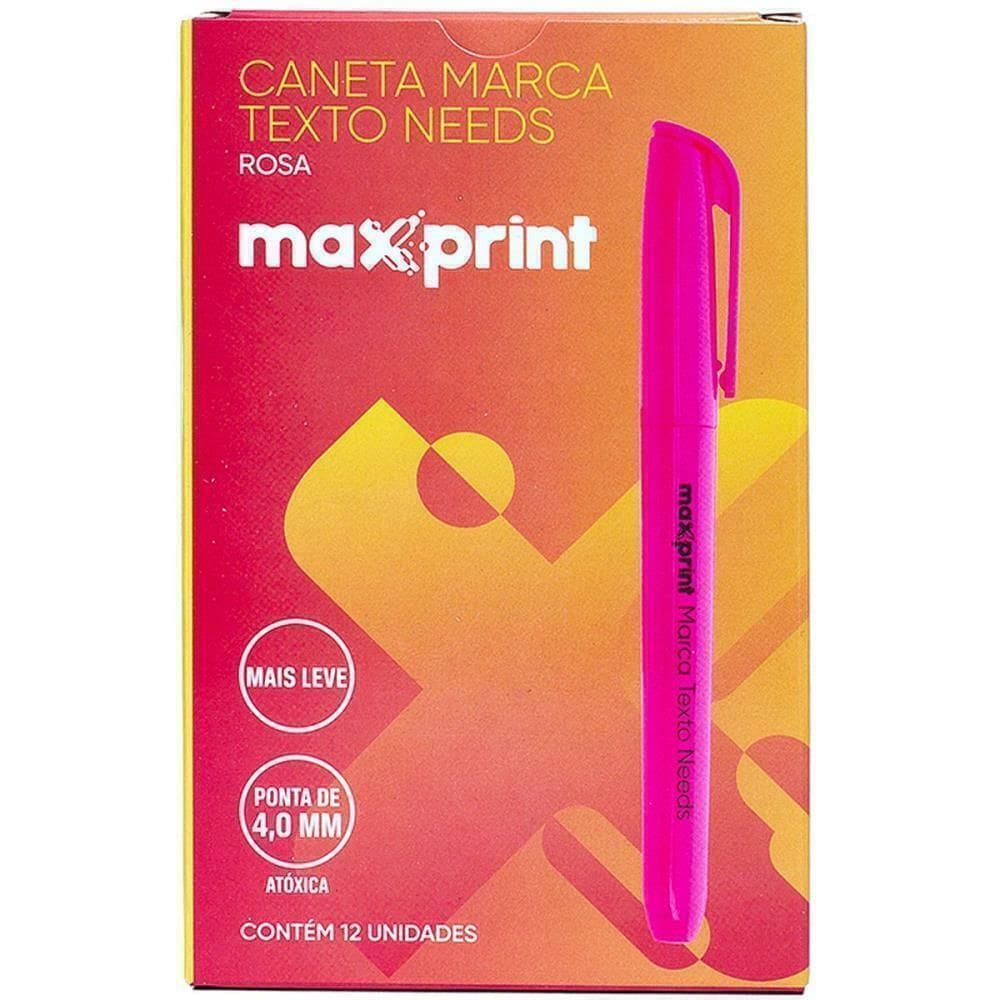 Caneta Marca Texto Needs Rosa 12un - Maxprint