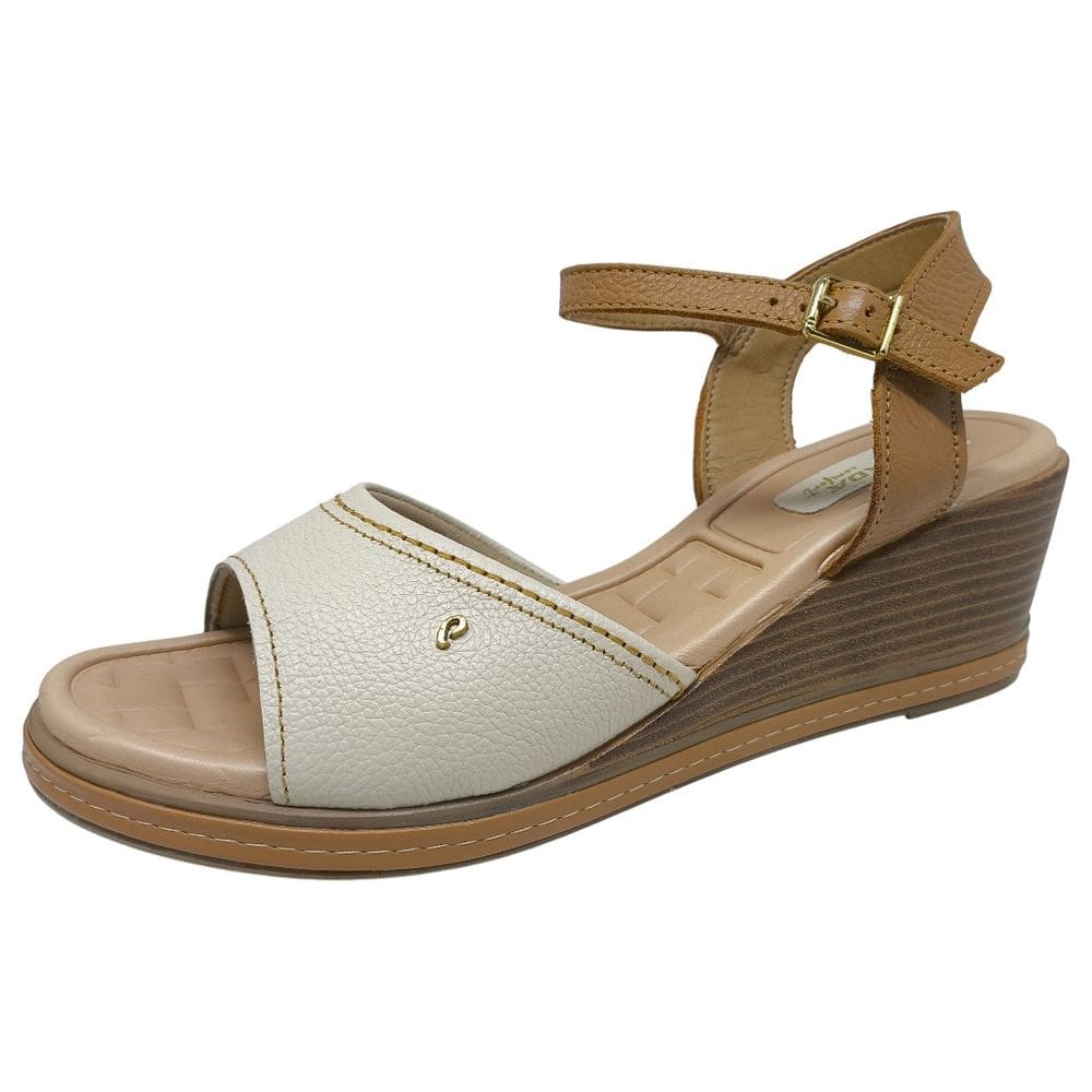 Sandália Feminina Anabela Média Conforto Flexível Pegada