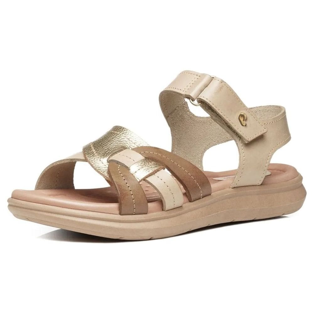 Sandalia Feminina Couro Confortavel Resistente Leve Pegada