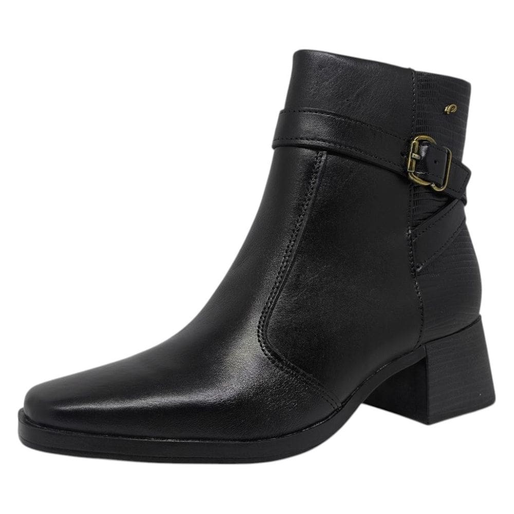 Bota Feminino Salto Médio Conforto Estilo Leve Couro Pegada