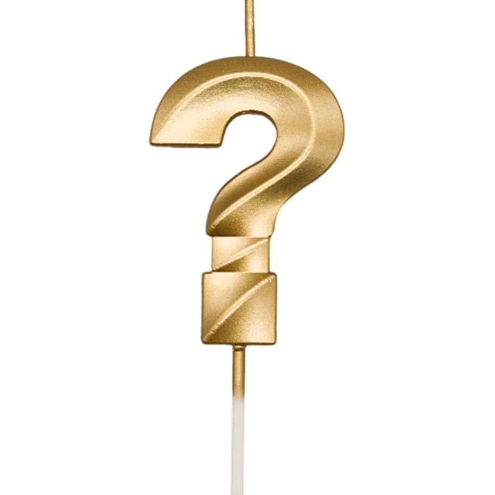 Vela Mini Design Silver Festas Dourada Interrogação