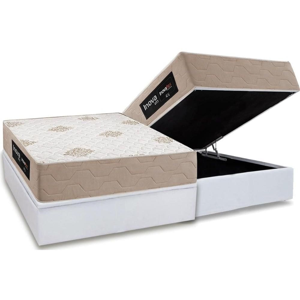 Conjunto Box Baú Casal + Colchão Molas Inovaflex D33 Inova Plus