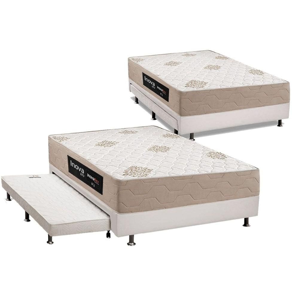 Cama Box c/Aux Casal + Colchão Molas Inovaflex D33 Inova Plus