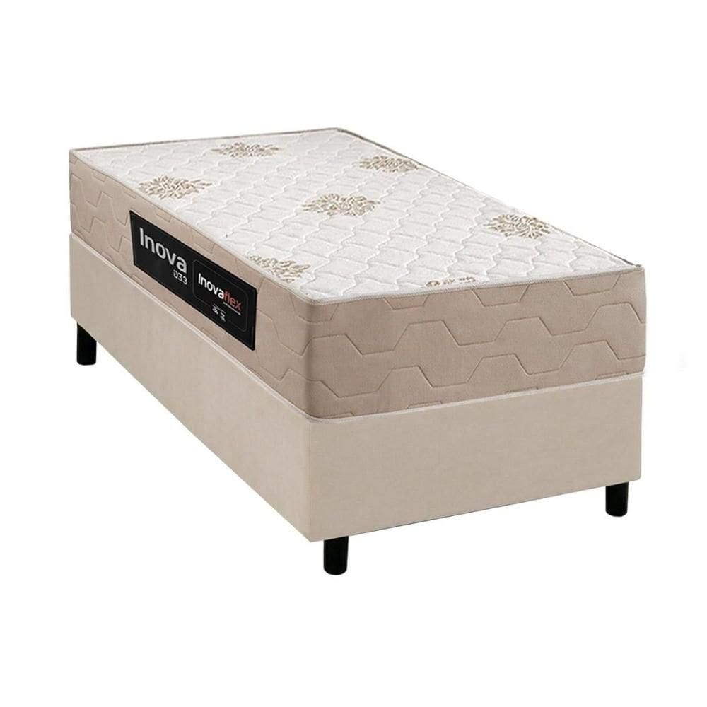 Cama Box Solteiro + Colchão Molas Inovaflex D33 Inova Plus