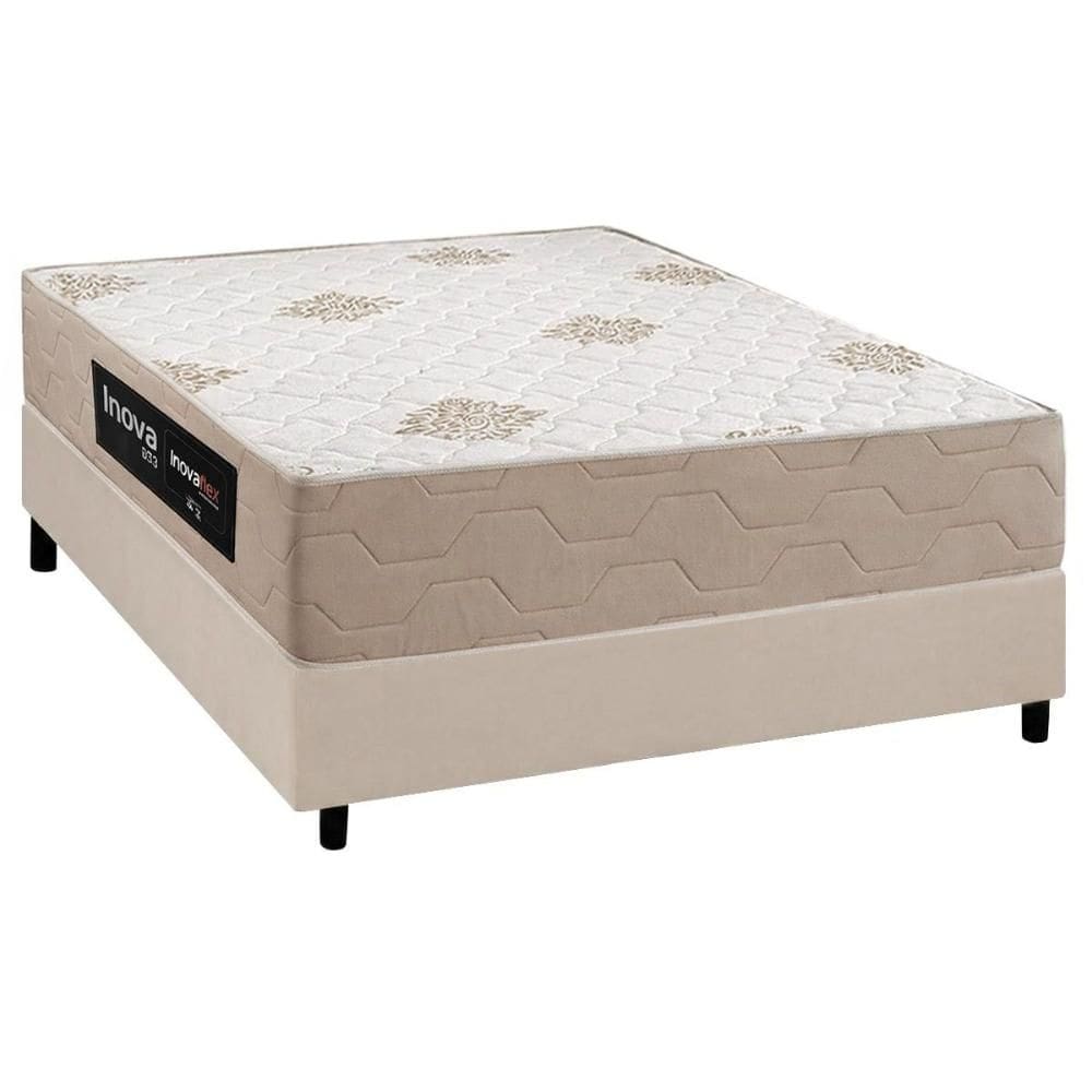 Cama Box Casal + Colchão Molas Inovaflex D33 Inova Plus