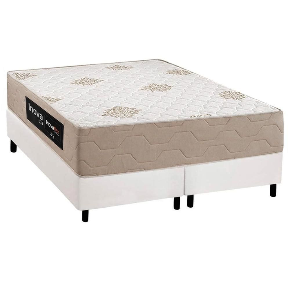 Cama Box Queen + Colchão Ortopédico Inovaflex D33 Inova Plus