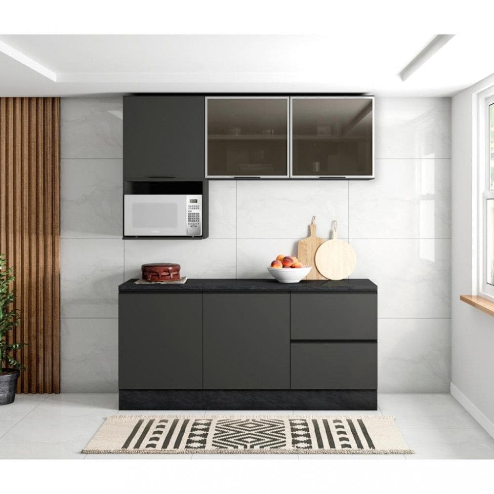 Cozinha Modulada 5 Pecas com Tampo e Vidro Etna Poliman