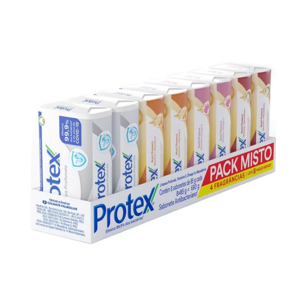 Sabonetes Protex 08 Unidades de 85g Pack Misto 4 Fragrâncias