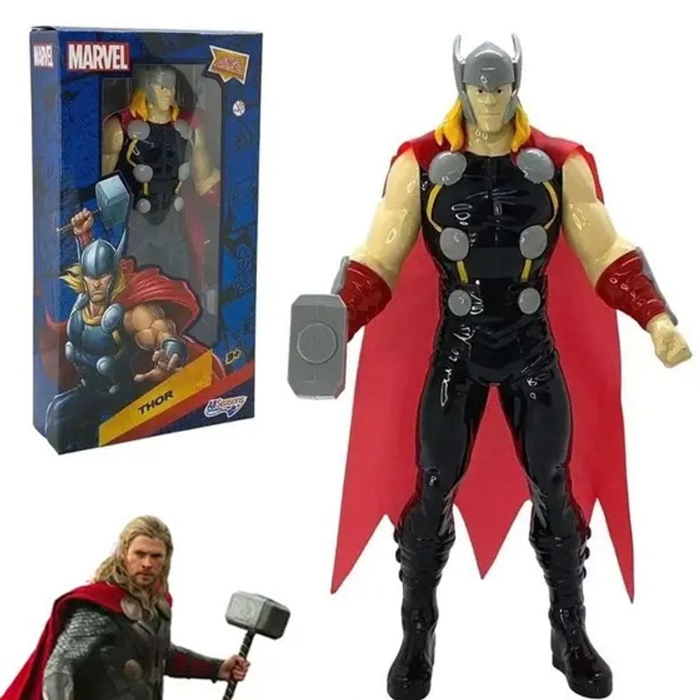 Boneco Thor Grande 22cm Brinquedo Rei do Trovão - Marvel All Seasons - PANAMI