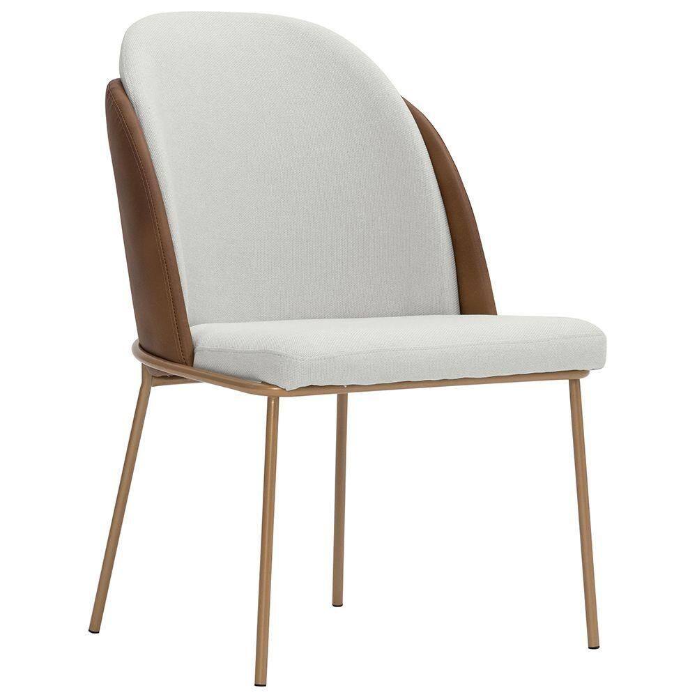 Cadeira De Jantar Mila Aço Ouro.f Corano Marrom/poliéster Cinza Claro - Nexta Casa