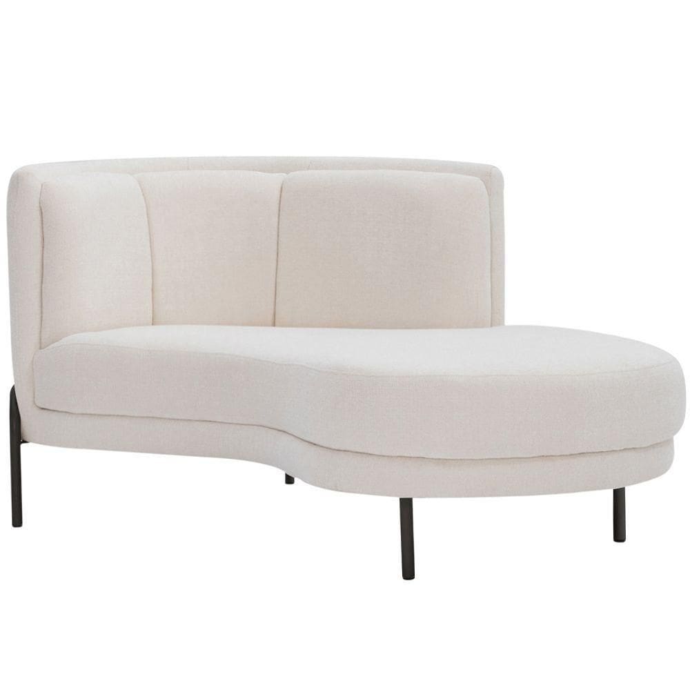 Sofá Chaise Direito Base Preto Penélope Bouclé Off White - Nexta Casa