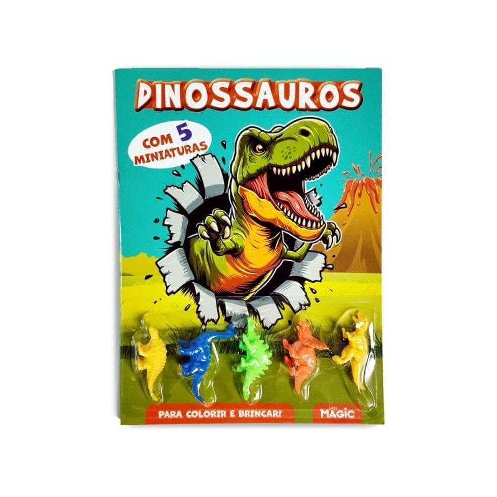 Dinossauros - Colorir e Brincar com 5 Miniaturas