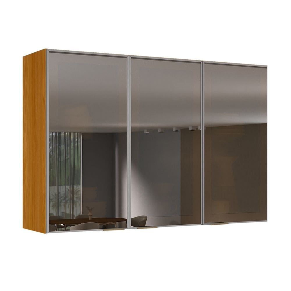 Armário Aéreo De Cozinha 100% MDF 3 Portas Reflecta 1,20m Lais