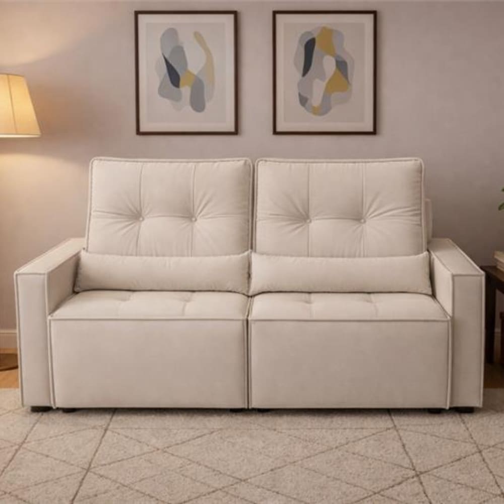 Sofá Retrátil e Reclinável Londrina 1,60m em Veludo com Assento D23 – Lojas Curitibanas