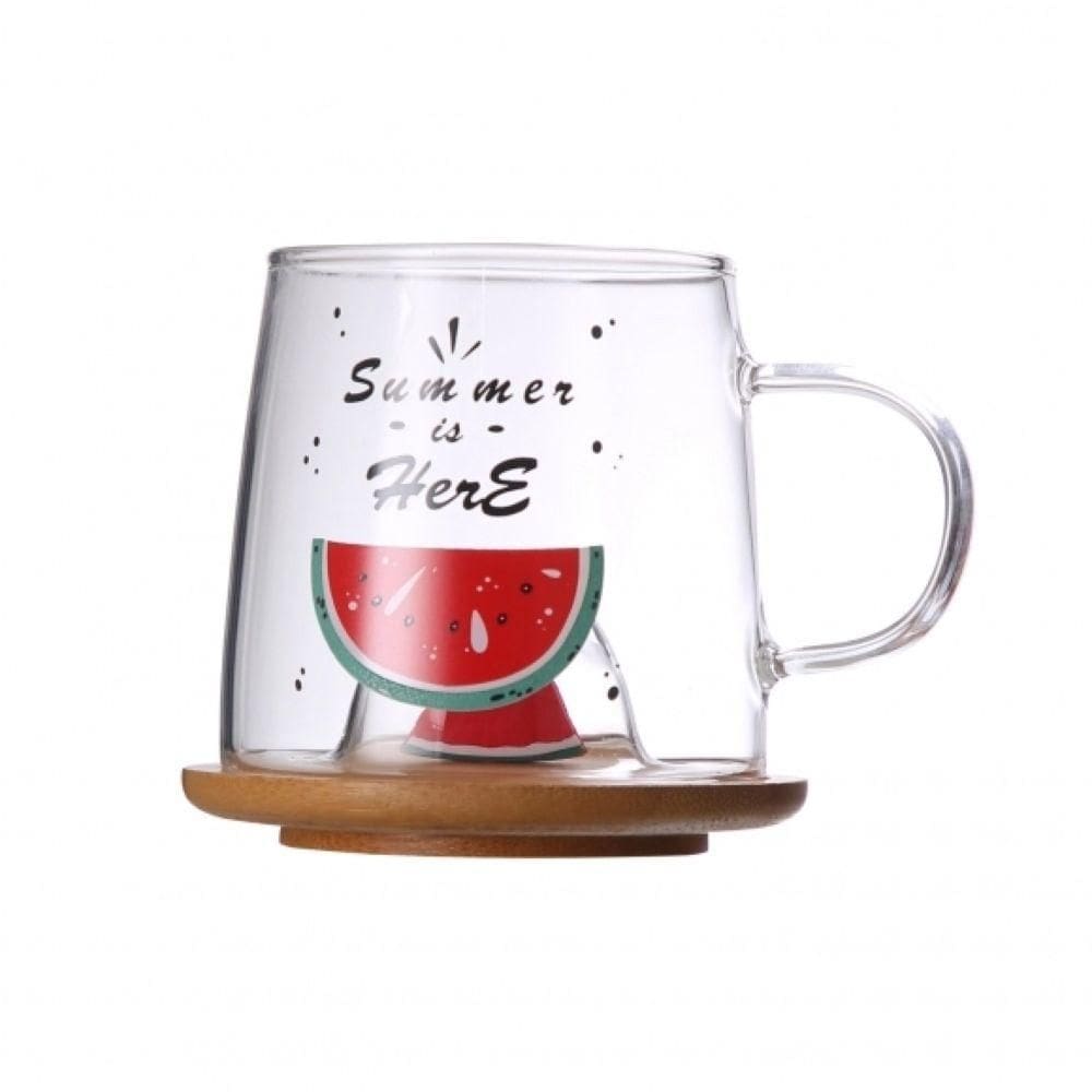 Caneca 3D Melancia com Base de Bambu 280ML 223076 - Allmix