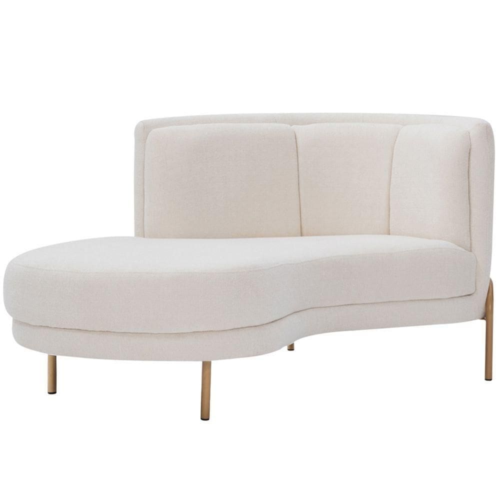 Sofá Chaise Esquerdo Base Ouro Fosco Penélope Bouclé Off White - Nexta Casa