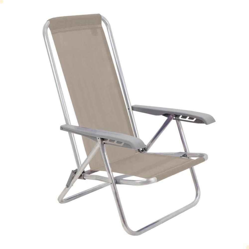 Cadeira De Praia Reclinável Tramontina Bali Baixa Em Alumínio Com Assento Camurça 92900105