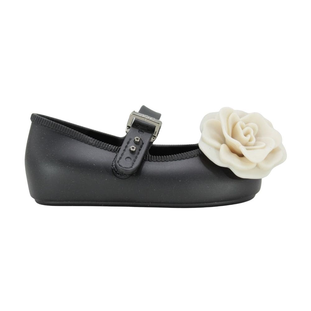 Sapatilha Mini Melissa Soft Ballerina Petals Baby Preto/Bege