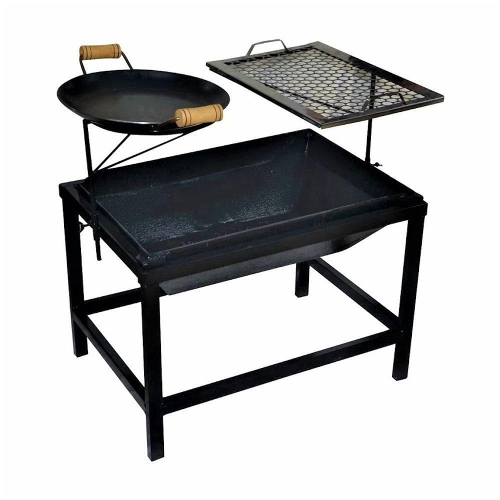 LER005OM Churrasqueira a Carvão Portátil Aço Carbono com Picanheira e Grelha