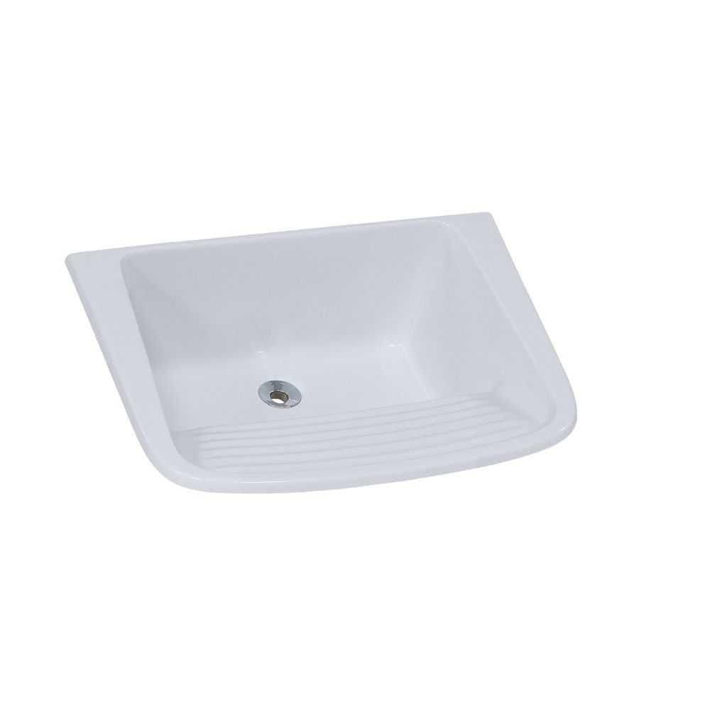 Tanque Simples 60 X 46CM em Mármore Sintético com Acabamento Brilhante Gelo