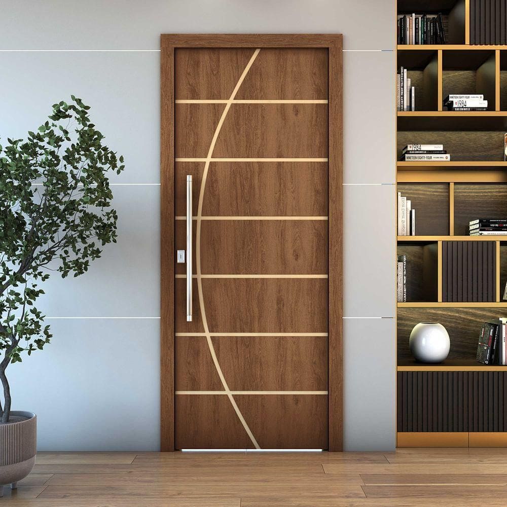 Porta Frisada R20c MDF 210x70CM para Uso Interno Pintado Imbuia