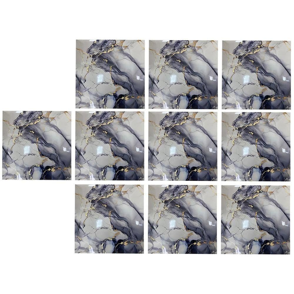 Kit Placa Adesiva 3D Mármore Moderno Espuma de Polietileno PVC Autocolante Azul