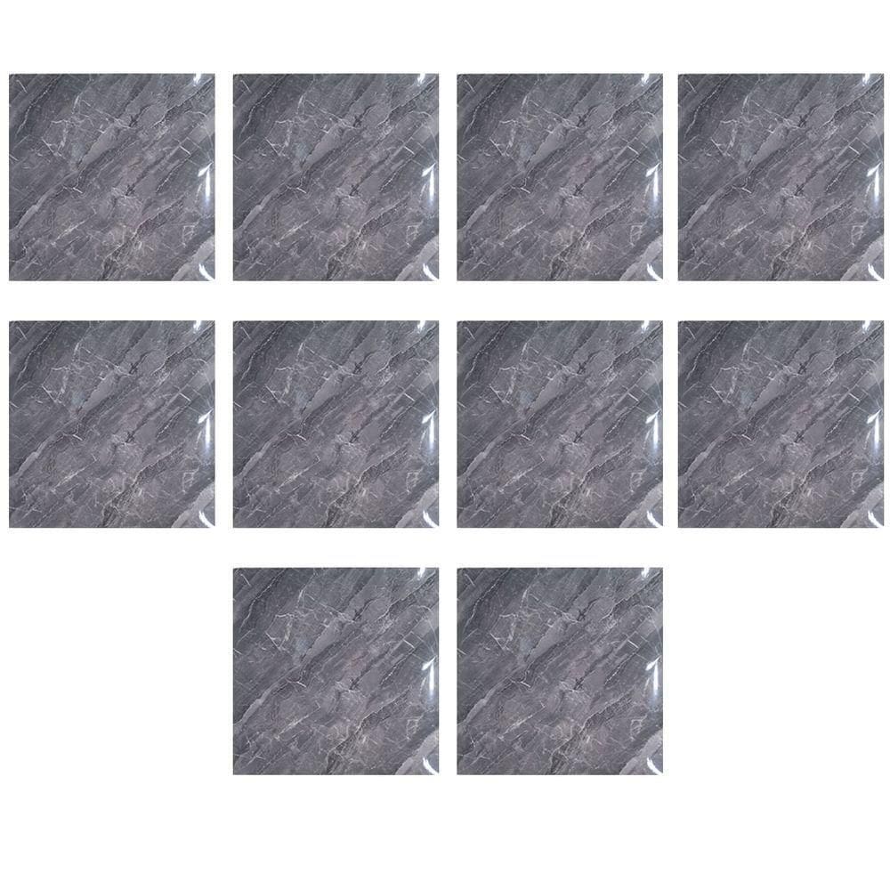 Kit Placa Adesiva 3D Mármore Moderno Espuma de Polietileno PVC Autocolante Cinza