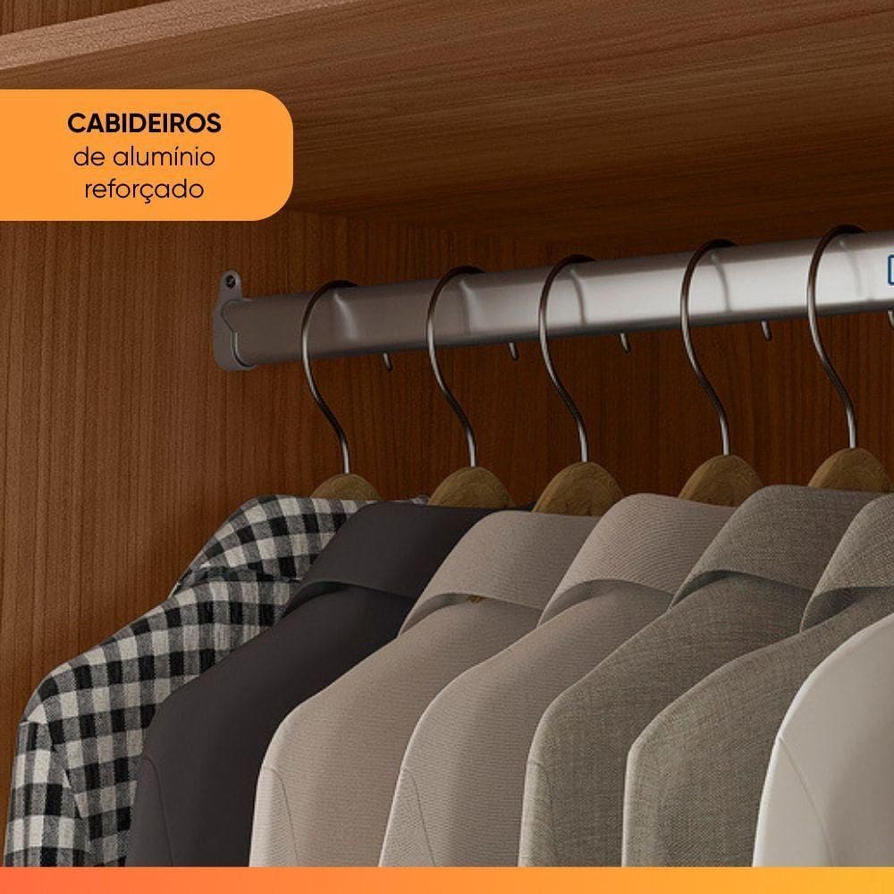 Guarda Roupas Solteiro 4 Portas 2 Gavetas Castro Andirá Madeirado/grafite