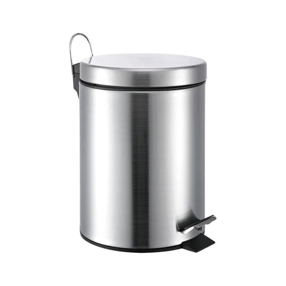 Lixeira Mak Inox Aço Inox 5 Litros Com Pedal e Balde Ø20x30cm
