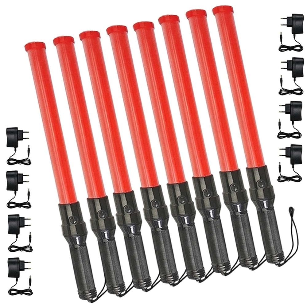 Bastao Sinalizador Viario Kit 8 Recarregavel Guarda Fiscal Transito Rodovia Frentista Segurança Manobrista