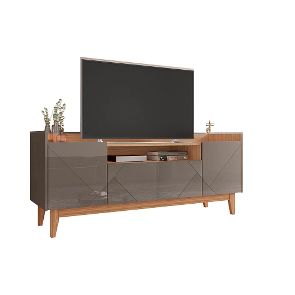 Rack Adria 1.60 Cinza Perola/Noce - Casa D Móveis