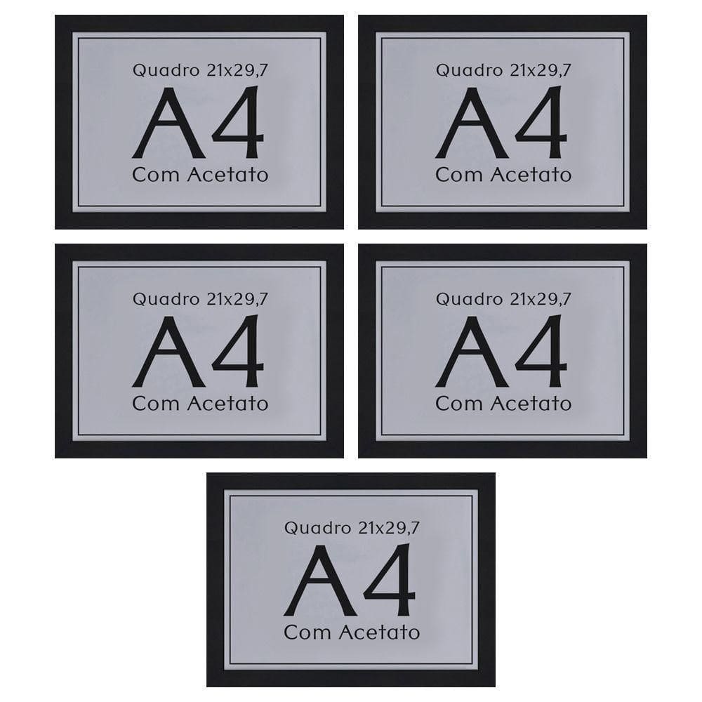 Kit Moldura para Quadro e Certificado A4 21x30 Retangular 23x32 Preto 3Green