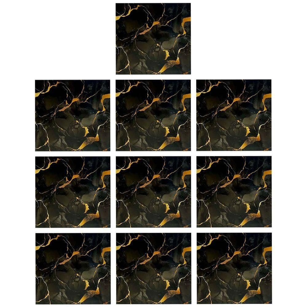 Kit Placa Adesiva 3D Mármore Outras Moderno Espuma de Polietileno PVC Autocolante Preto