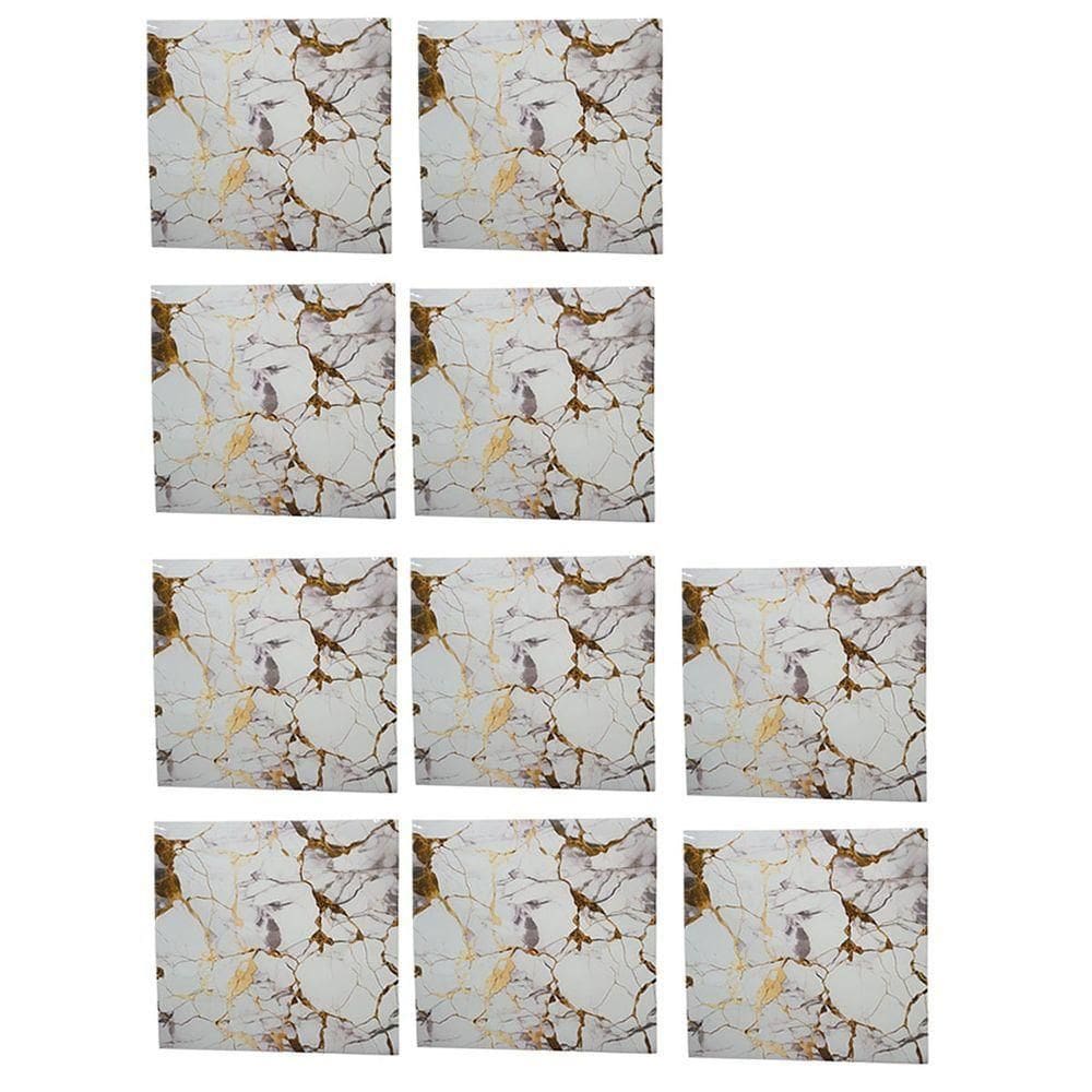 Kit Placa Adesiva Mármore 3D Moderno PVC Autocolante Texturizado Branco Interno Parede
