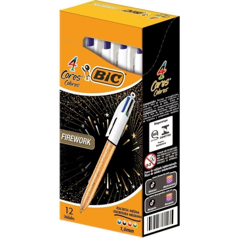 Caneta Esferográfica Bic 4 Cores Firework 12unid - Bic