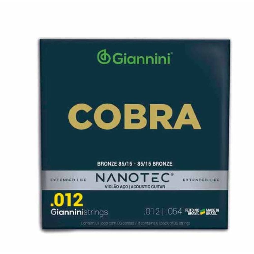 Encordoamento Para Violão 6 Cordas Nanotec Cobra Giannini (.012 - .054)