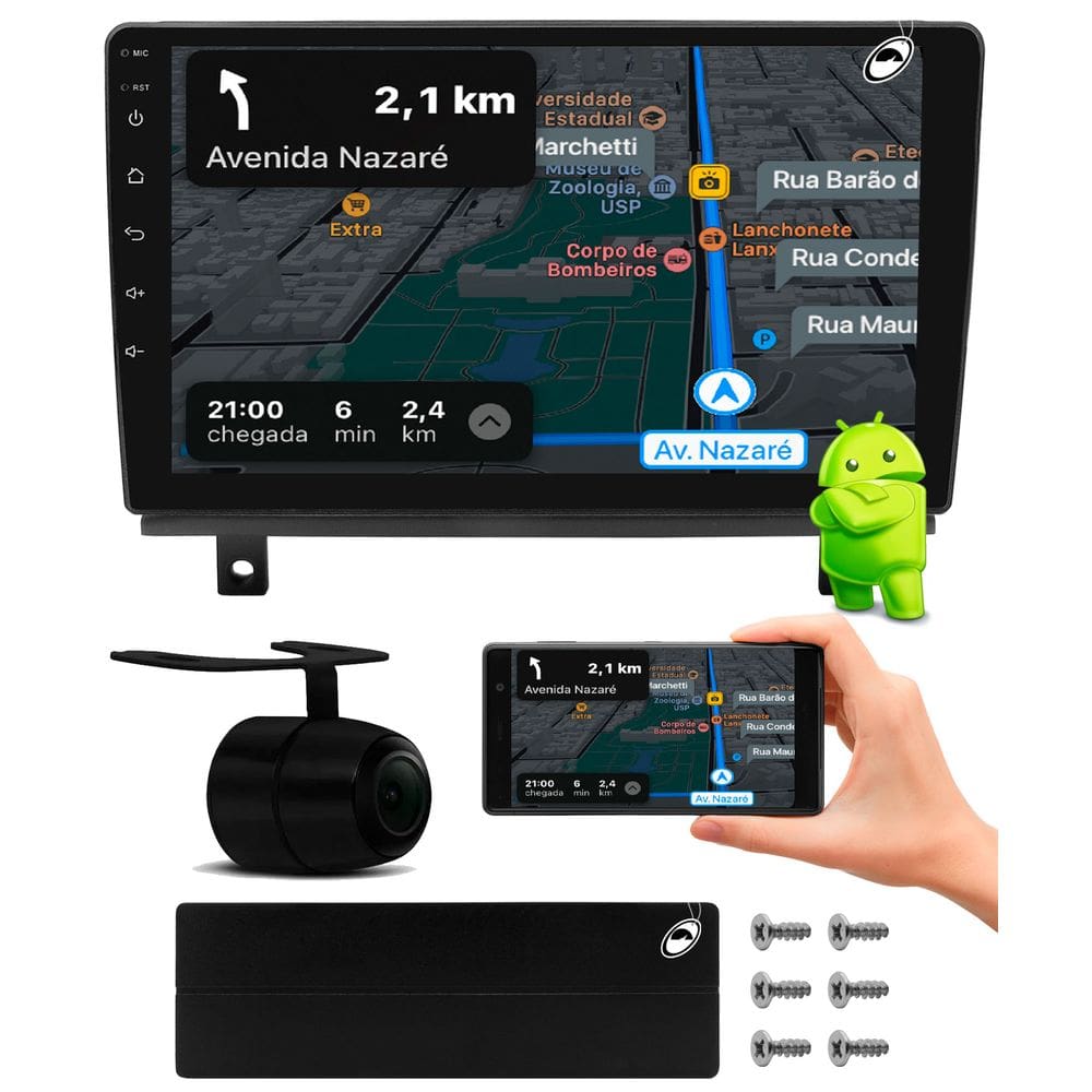 Multimidia 9” Android Corsa G1 Hatch Sedan Classic Android Auto Car Play + Câmera Ré