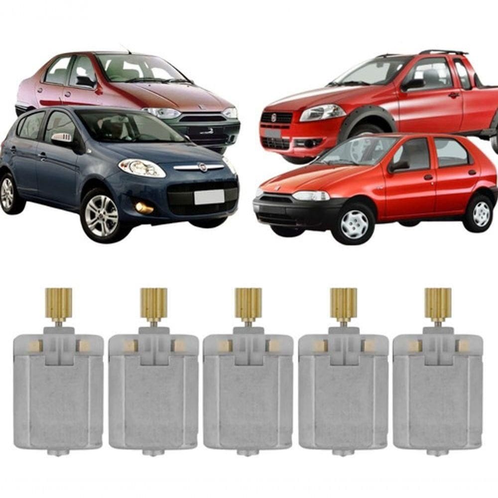 Kit 5 Micro Motor para Trava Elétrica de Fechadura Porta Modelo F103 Fiat Palio Weekend Siena Strada