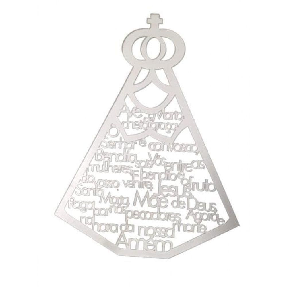 Quadrinho Decorativo Ave Maria em Mdf Branco [F031] com Oração Ideal para Decoração Branco